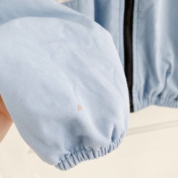 Vintage Navy Blue and Light Blue Color Block Cotton Zip Up Jacket with Hood - Picture 10 of 11